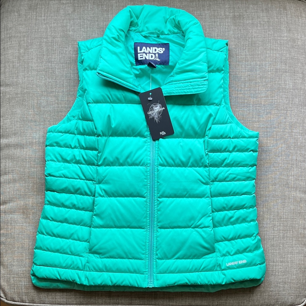 Land's End Puffer Vest 80-20 600 Fill Down Warm Teal NWT Size S/P 4-6